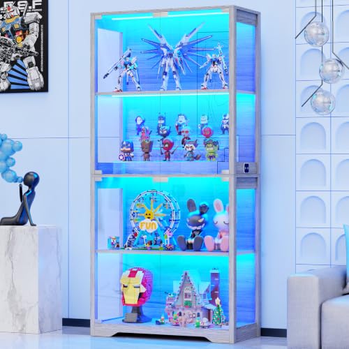 Glass Cabinet Display - Vitrine mit Glastüren, 4-stufige Vitrine, Schwarz