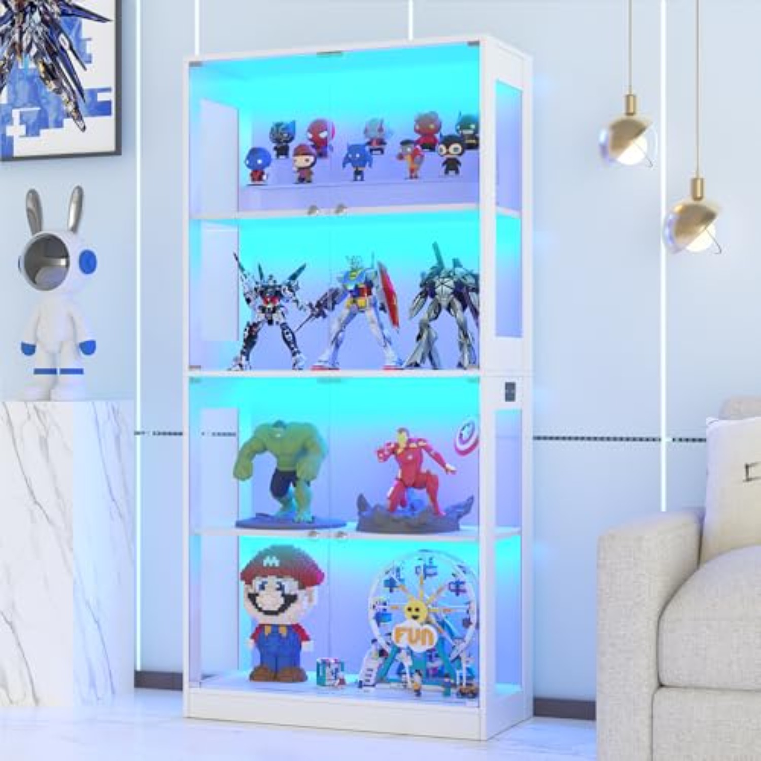 Glass Cabinet Display - 65-Zoll Vitrine mit Glastür 4-stufiger Ausstellungsschrank