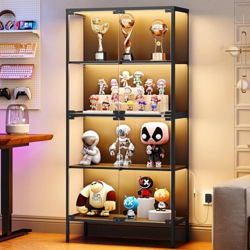 Glass Cabinet Display - 65-Zoll Glasvitrine mit 3-Farben-LED-Beleuchtung, Ausstellungsvitrine mit