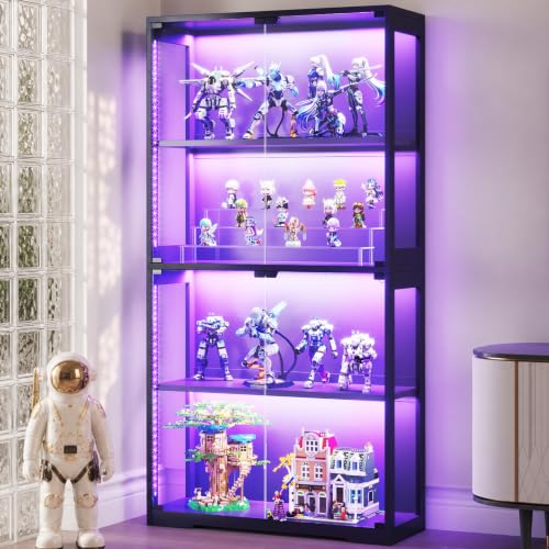 Glass Cabinet Display - Vitrine mit Glastüren & RGB-LED-Beleuchtung, Glas-Ausstellungsschrank