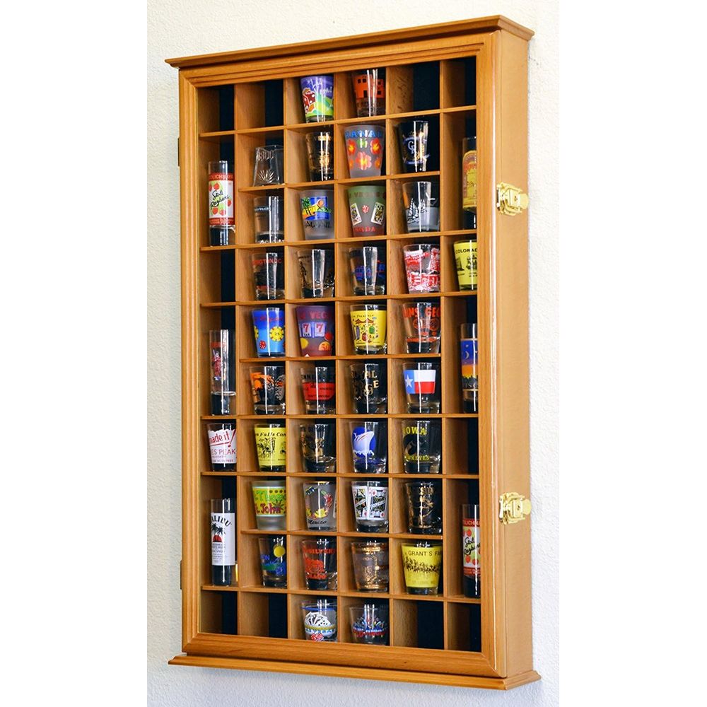 Glass Cabinet Display - 54er Schnapsgläser-Display-Case Wandhalterung mit UV-Schutz –