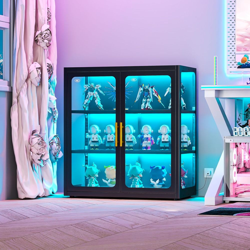 Glass Cabinet Display - 34 Zoll Hohe Glasvitrine mit Verstellbaren
