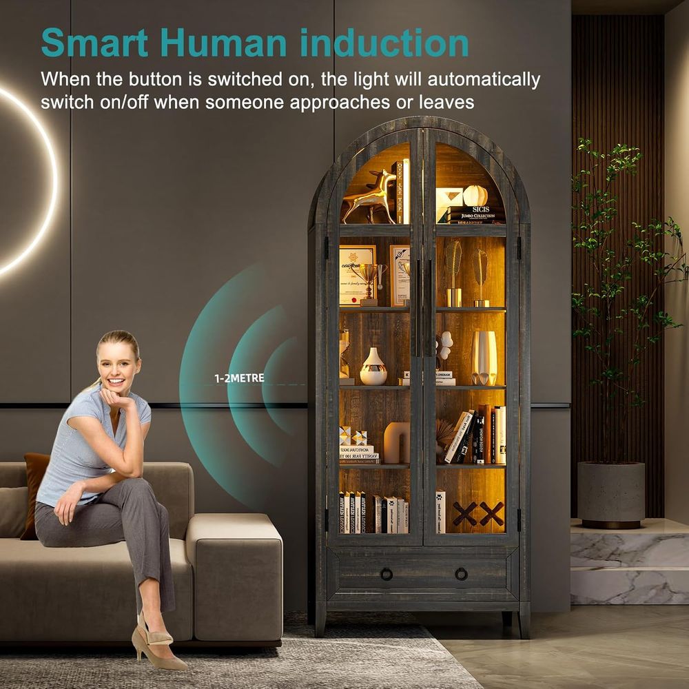 73-Zoll Vitrine mit gewölbtem  – Glass Cabinet Display Bewertung und Preis