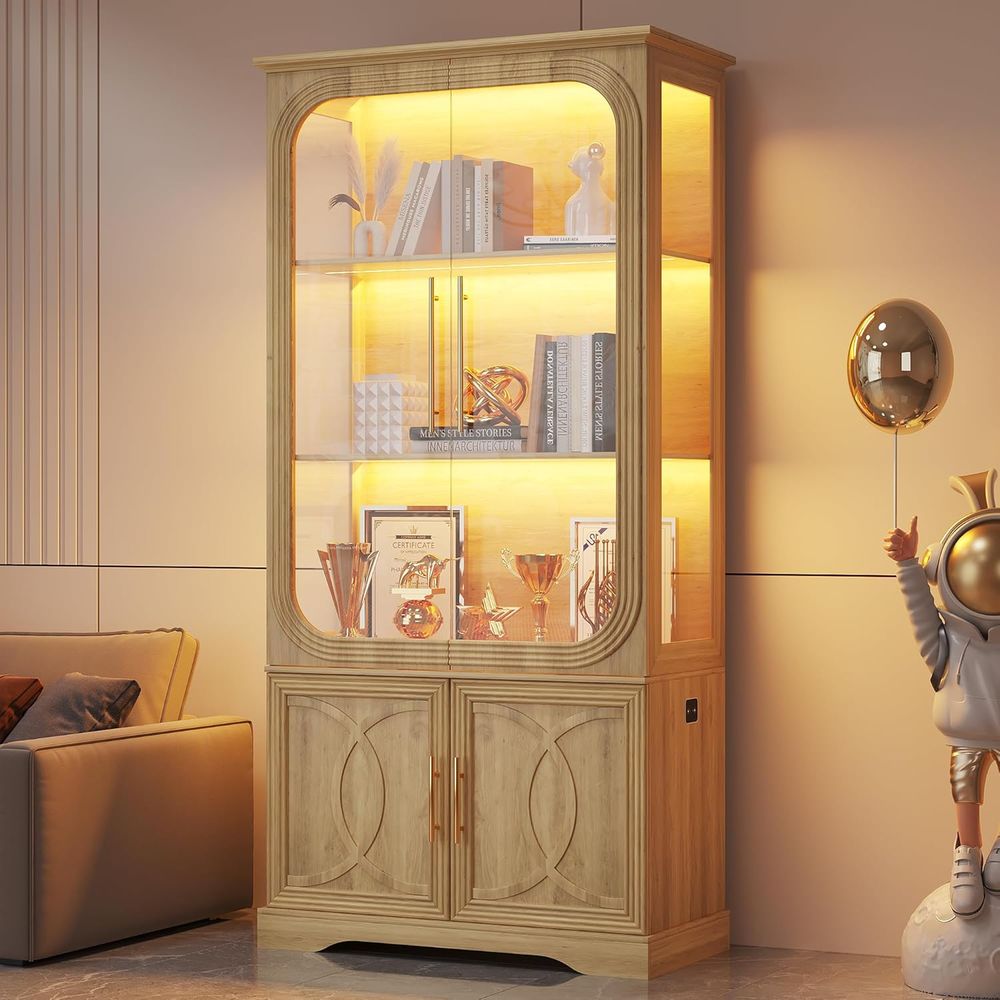 69-Zoll Eichen-Vitrine mit 5 E – Glass Cabinet Display Bewertung und Preis