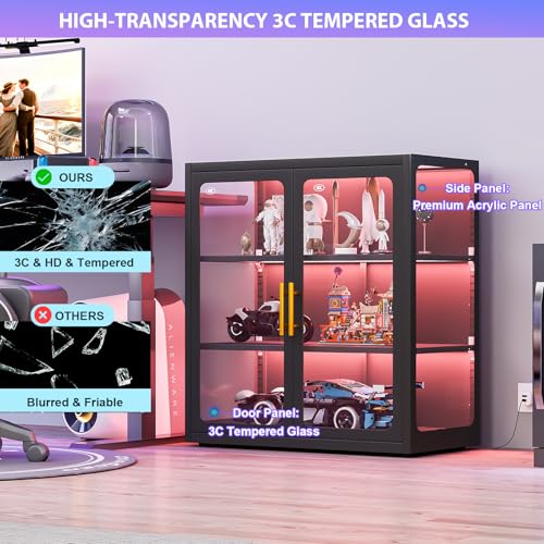 Vitrine mit Glastüren und RGB- – Glass Cabinet Display Bewertung und Preis