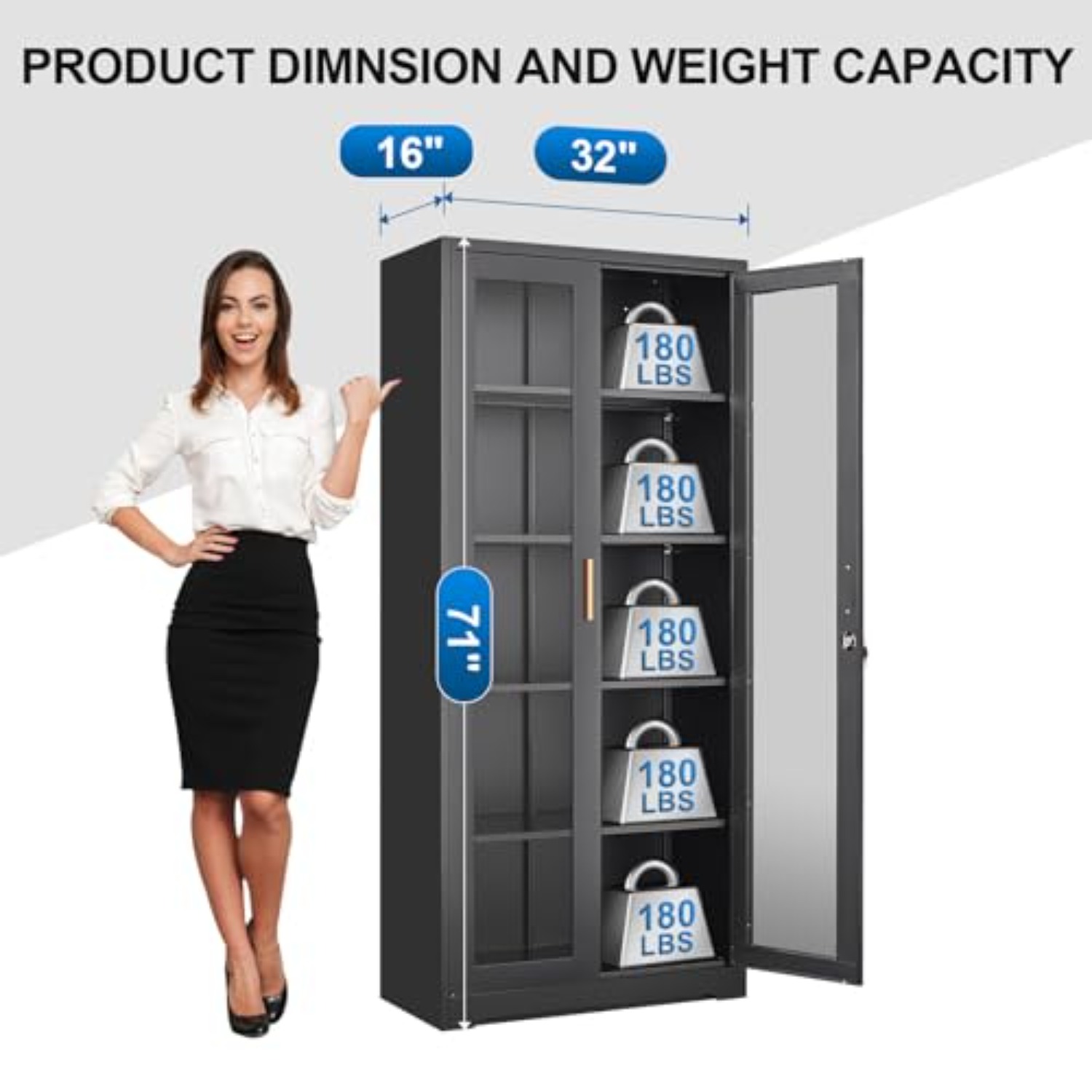 180 cm Schwarze Metall-Glas-Vi – Glass Cabinet Display Bewertung und Preis