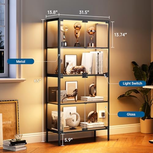 65-Zoll Glasvitrine mit 3-Farb – Glass Cabinet Display Bewertung und Preis