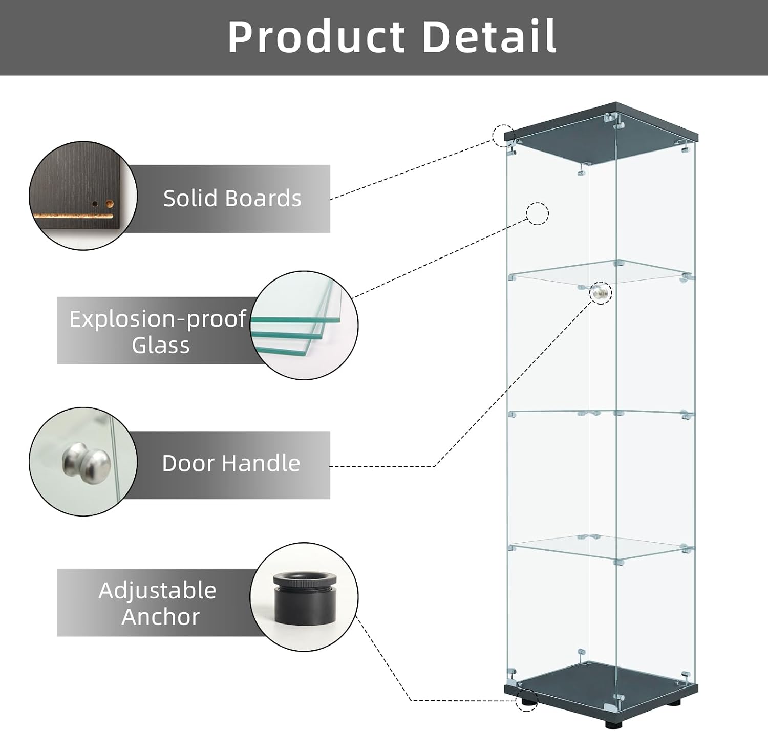 Glasvitrine mit Schloss, 4 Ebe – Glass Cabinet Display Bewertung und Preis