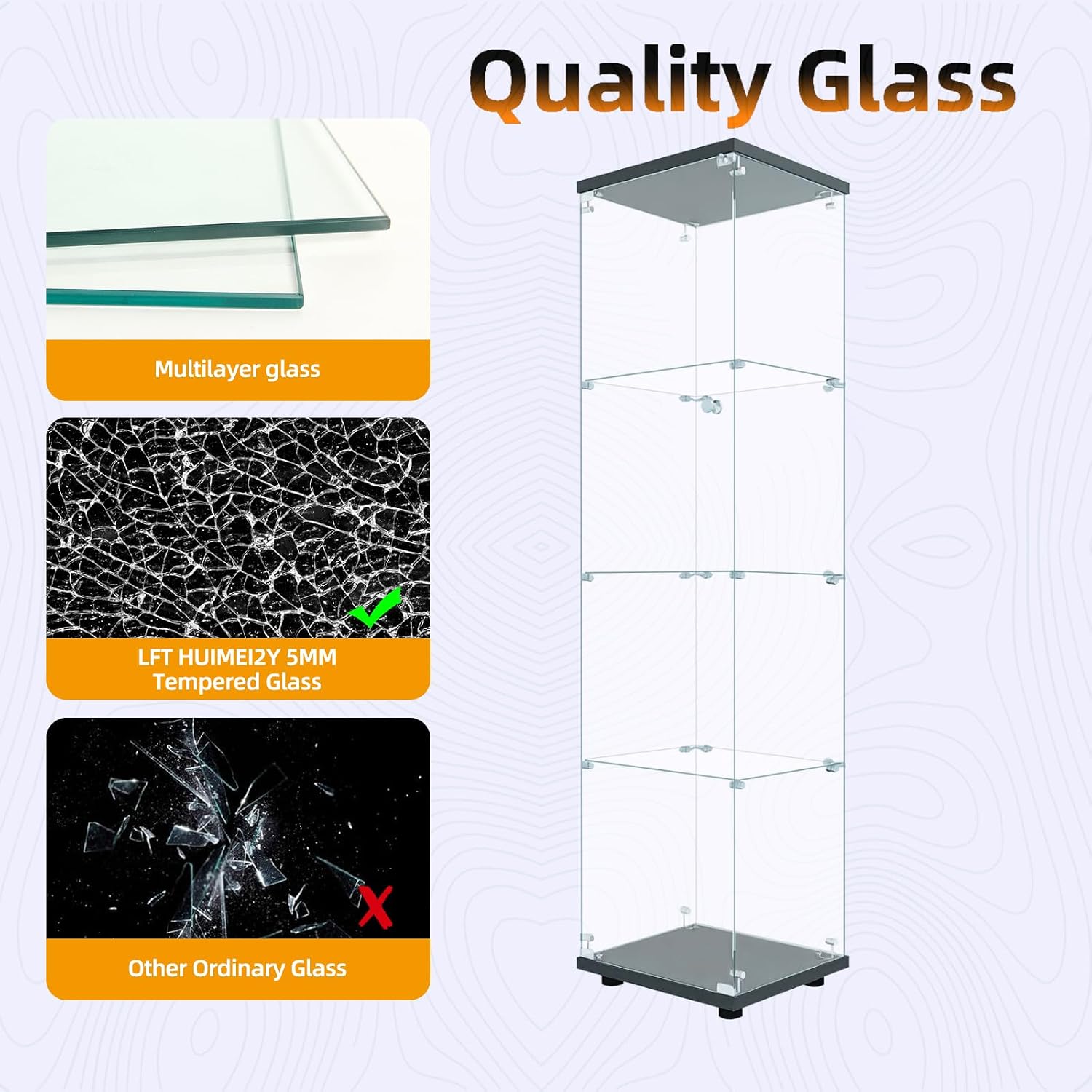Glasvitrine mit Schloss, 4 Ebe – Glass Cabinet Display Bewertung und Preis