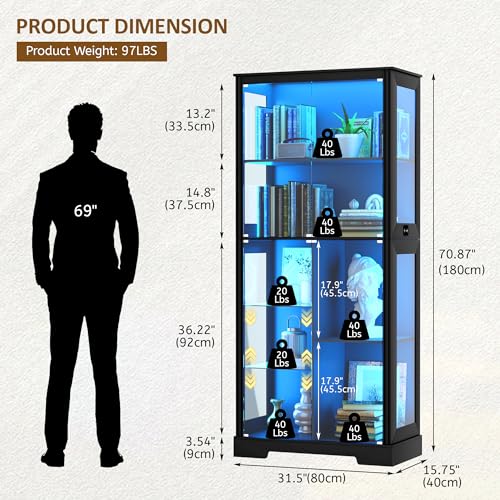 71-Zoll-Glasvitrine mit RGB-Be – Glass Cabinet Display Bewertung und Preis