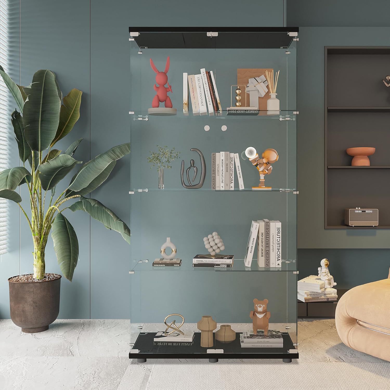 Glas-Vitrine mit 4 Regalen, 2  – Glass Cabinet Display Bewertung und Preis