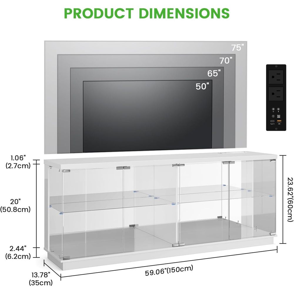71-Zoll Glas-TV-Ständer mit La – Glass Cabinet Display Bewertung und Preis